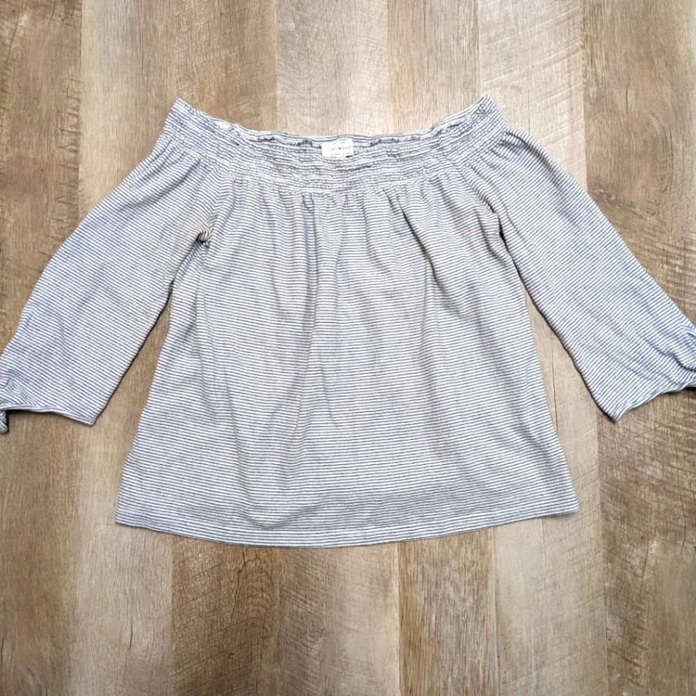Lucky Brand Off the Shoulder Striped Top Size Small